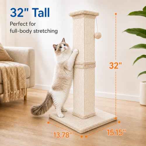 Cat Scratching Post for Indoor Cats (Cream Beige)