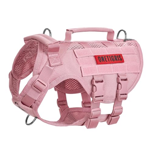 Tactical Dog Harness for Small Dogs (Pink / XS)