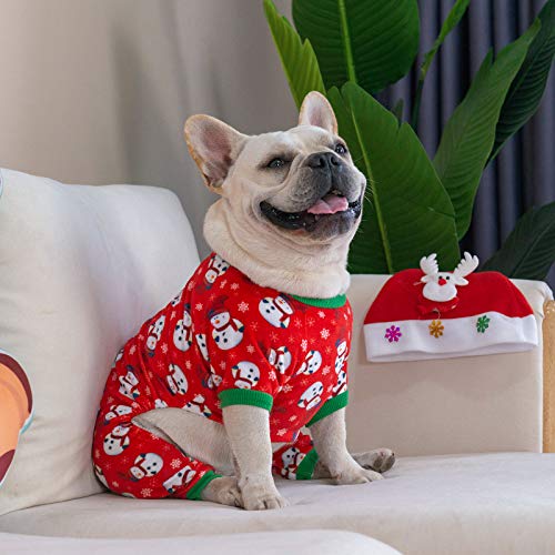 Dog Christmas Pajamas Puppy Onesies Small Dogs Soft Pjs Coat Cat Apparel Comfy Pet Clothes Outfit Doggie Bodysuit (Small / Xmas136)
