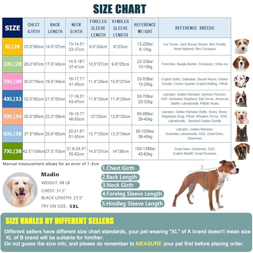 Dog Onesie Surgery Recovery Suit for Large Medium Bodysuit Dogs Pajamas PJS Full Body for Shedding (X-Large / Xmas Red)
