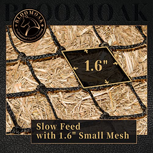 Bloomoak Slow Hay Net Feeder for Horses (3 String-1.6" Hole-Ultra Slow Feed/1PC)