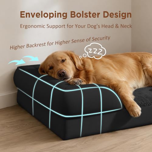 Waterproof Orthopedic Dog Bed for Medium Size Dog (30.0"L x 20.0"W x 7.0"Th / Black)
