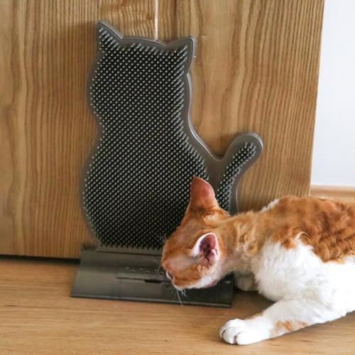 Cat Self Grooming Comb Brush with Catnip Wall Corner Groomer Brush Cats Face Scratchers for Indoor Dogs Fur pets (COFFEE)