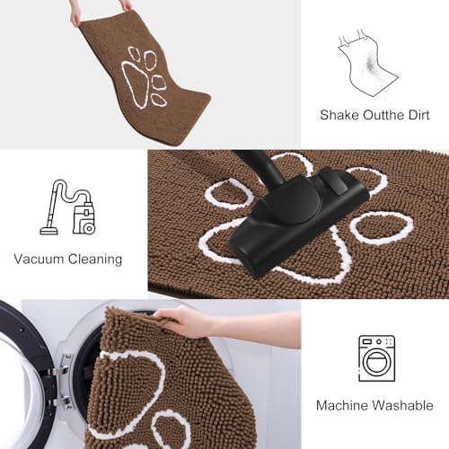 Dog Door Mat for Muddy Paws (48"X30" / Coffee and White)