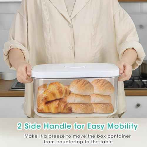 Large Bread Box with Easy (White/Clear / 6.5 Qt-Pop)