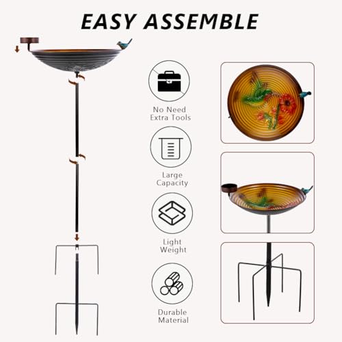 Metal Bird Baths for Outdoors (Orange)