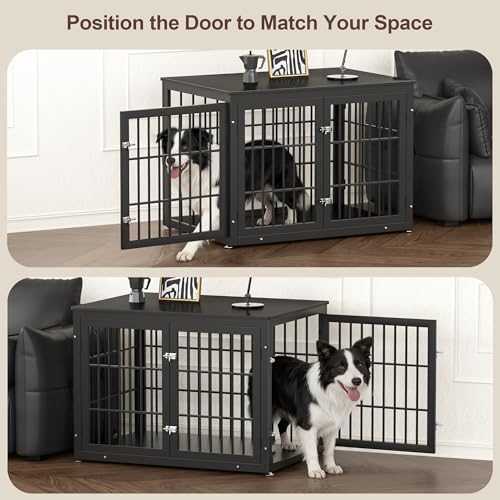 42" Heavy Duty Dog Crate Furniture for Large and Medium Dogs (Black / 42.1"L x 29.9"W x 30.4"H)
