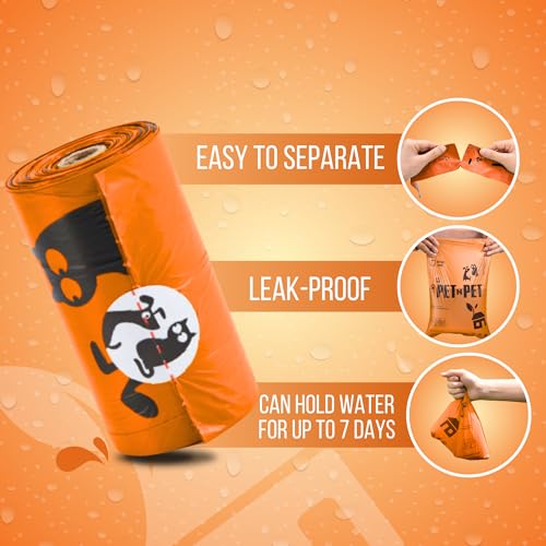 Poop Bags for Dogs (Orange - Unscented)