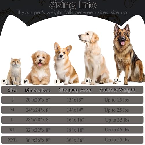 Dogs Bed for Small Dogs (Black / 24.0"L x 24.0"W x 8.0"Th)