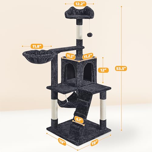 54in Cat Tree Tower (Black)