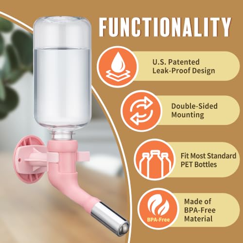 Patented No Drip Dog Water Bottle (C570 Pink / Large Sized Dogs-16.9 fl.oz)