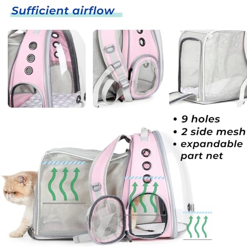 Expandable Bubble Cat Carrier Backpack (Square Back Expandable-Pink)