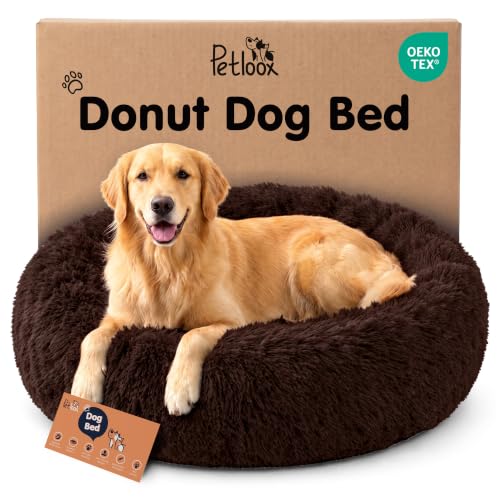 Calming Donut Dog Bed for Small Dogs (Coffee / X-Large (45"L x 45"W x 10"Th))