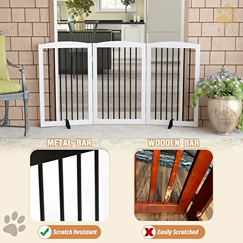 Freestanding Pet Gate for Dogs (32" Height-3 Panel / White & Black)