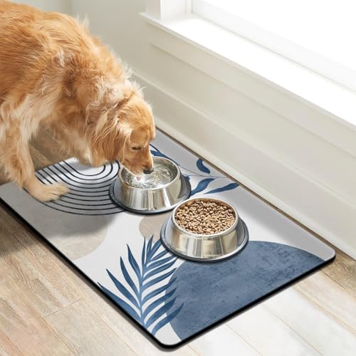 Dog Food Mats for Floors (Boho Blue / M(16"×24"))