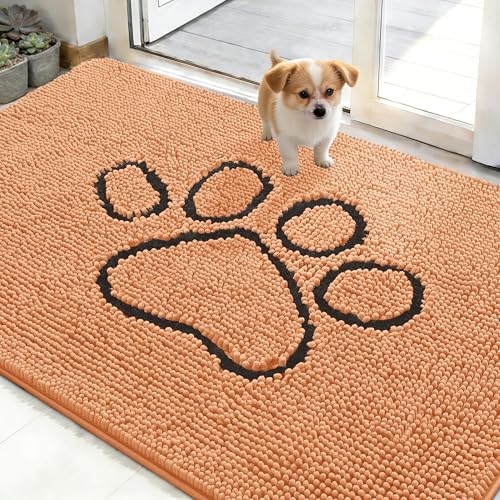 Dog Door Mat for Muddy Paws 48x30 (Orange / 48" X 30")