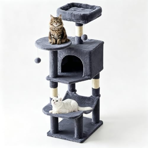 44 Inch Small Cat Tree Tower for Indoor Cats and Kittens (Dark Grey / 44IN)