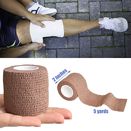 2 Inches Self Adhesive Bandage Wrap Cohesive Wrap (2 Inch / Brown)