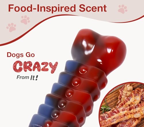 Tough Dog Toys for Aggressive Chewers (Bacon)