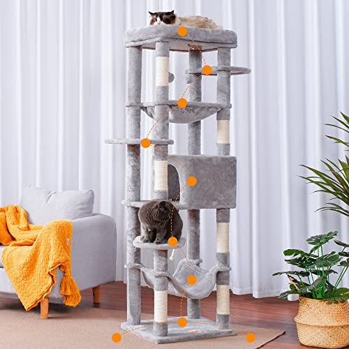 Cat Tree for Large Cats 20 lbs (Light Gray / 69 inch)