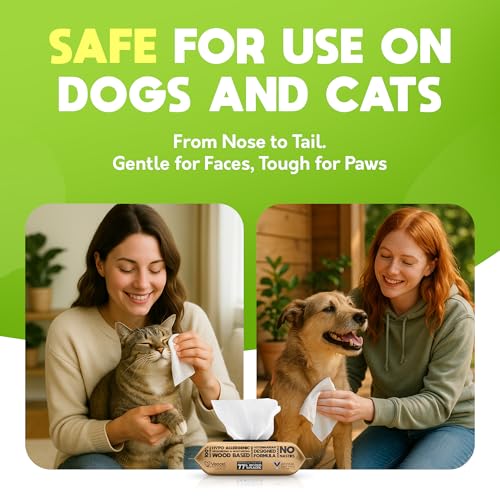Lick Safe Daily Pet Wipes for Dogs and Cats (1 Count (Pack of 100) / Grooming Wipes)