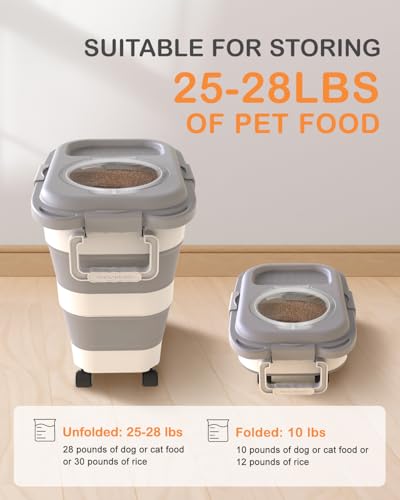 25 28Lbs Dog Food Storage Container Airtight (Grey/25-28 Lbs)