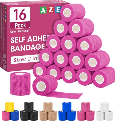16 Pack Self Adhesive Bandage Wrap Pink (Pink / 2IN - 16Pack)