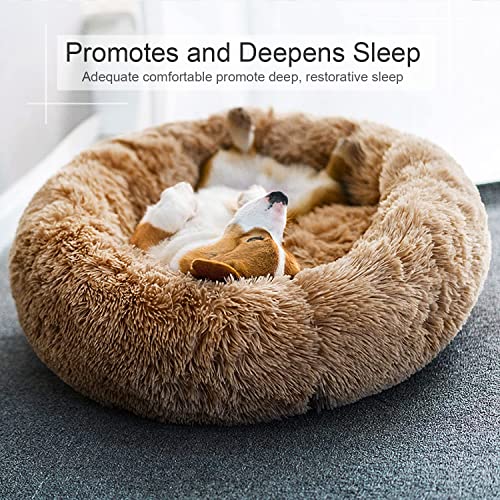 Dog Bed Cat Calming Bed (Camel / 23.0"L x 23.0"W x 7.0"Th)
