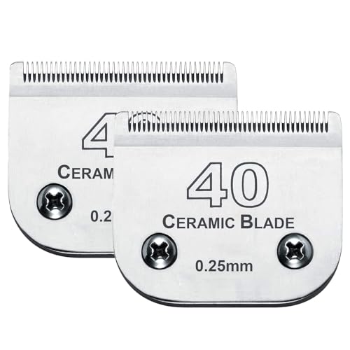 40 Blade Dog Grooming Blades Compatible with Andis (2pc 40:1/100''(0.25mm))
