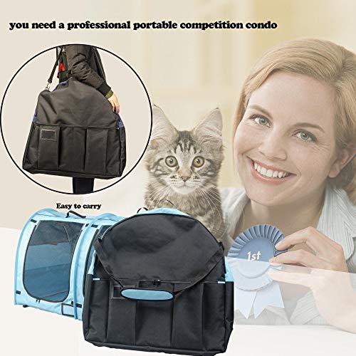 Mispace Portable Twin Compartment Show House Cat Cage (Blue)