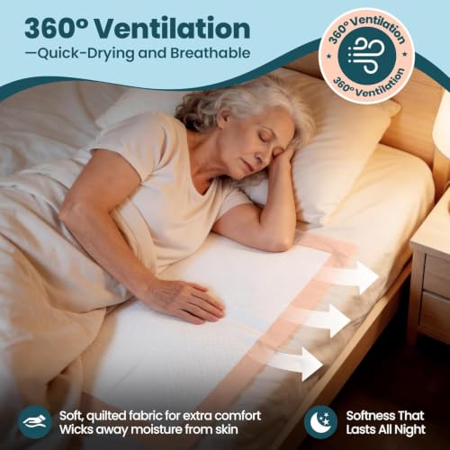 Extra Large Bed Pads with Adhesive Strips 40" x 36" 50 Count (40"x36"-50Pcs(with Adhesive Stripes))