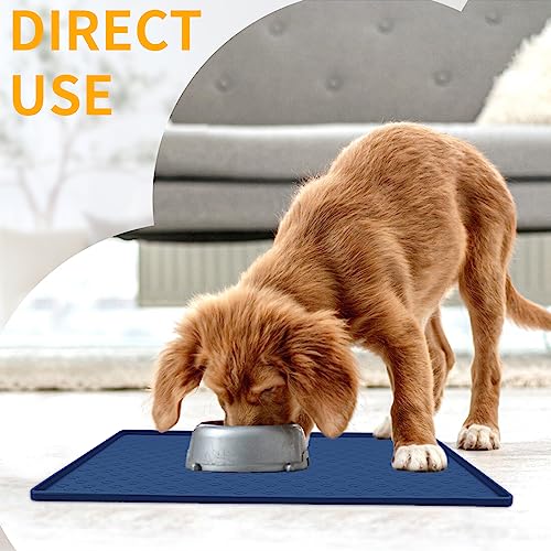 Silicone Pet Placemat for Dog and Cat (31.5"L x 23.6"W / Navy Blue)