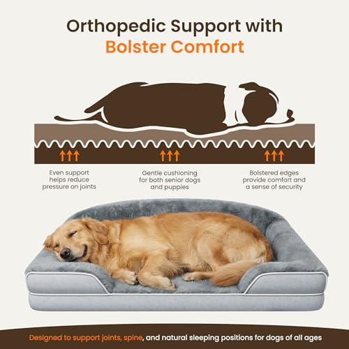 Orthopedic Dog Bed for Giant&Multiple Dogs (Light Grey / 53.0"L x 42.0"W x 8.0"Th)