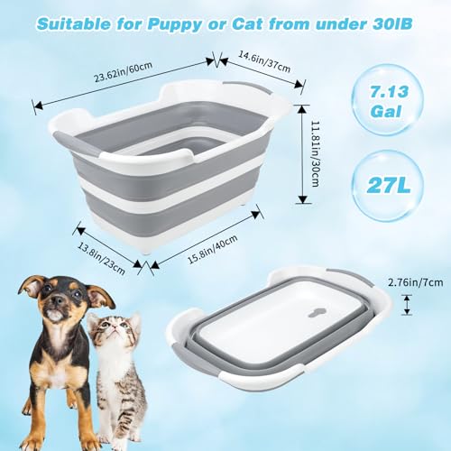 7.13 Gal 27L Raised Collapsible Dog Bathtub with Drain Fur Catcher (Only Raised BathTub)