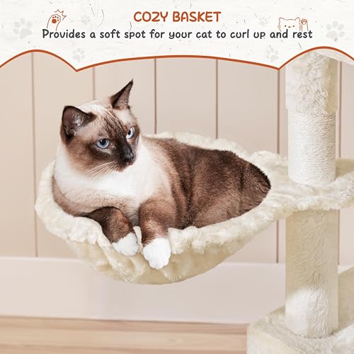 76.5in Multi Level Large Cat Tree (76.5in / Beige)