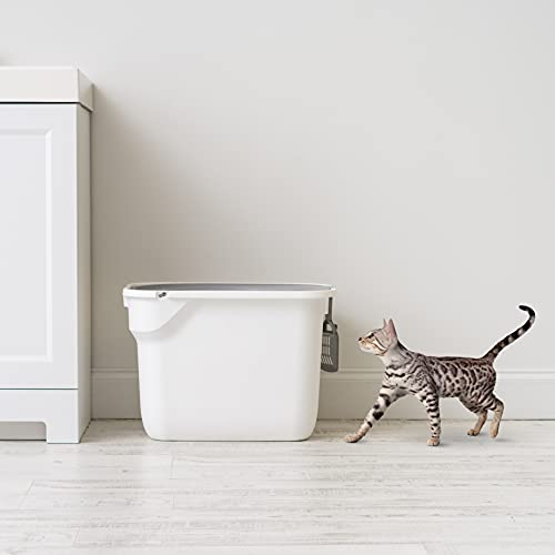 Large Top Entry Cat Litter Box (Top Entry / White)
