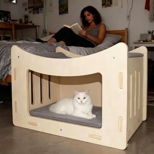 Cute Cat Head Wooden Indoor Cat House