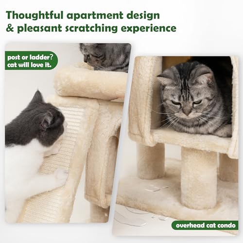Palm Cat Tree Tower for Indoor Cats with Cozy Cat Condo (33 in Palm Cat Tree)