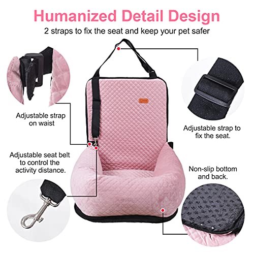 Dog Car Seat for Small Medium Dogs Pet Up to 40 lbs Pink (Medium / Pink)