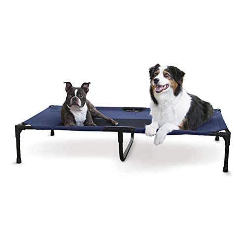 K&H Outdoor Elevated Dog Bed (Blue/Black Mesh / X-Large 50"L x 32"W)