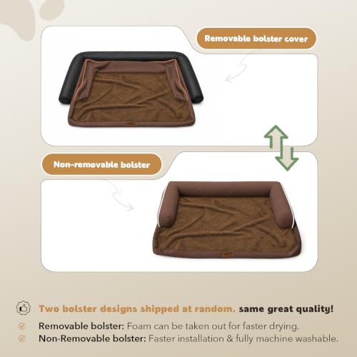 Orthopedic Washable Dog Bed with Bolster for Medium to Large Dogs (36.0"L x 27.0"W x 7.0"Th / Coffee)