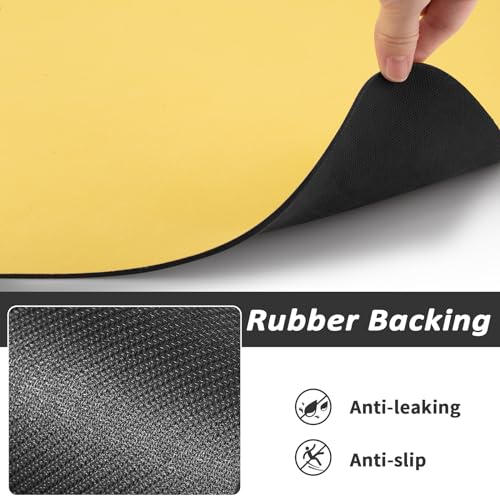 Dog Food Mat Absorbent Cat Mat for Food and Water (Yellow / 19"L x 12"W)