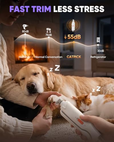 2-in-1 Cat Nail Clippers & Dog Nail Clippers Trimmers for Large Medium Small Dogs Cats Claw Trimmer Quick Sensor and Safety Guard USB Rechargeable with 2 LED Lights Dogs Nail Trimmer