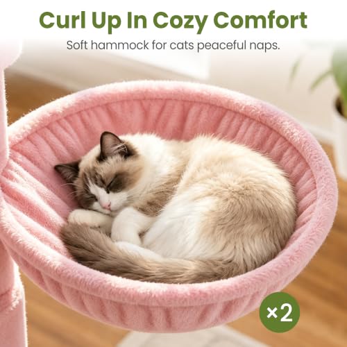 Cat Tree Tower for Indoor Large Adult Cats (Pink)