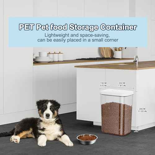 5-8 Lbs/6Qt Airtight Dog Cat Food Storage Container and Pet Storage Bin BPA-Free, PET Clear Stackable Dog Treat Containers Measuring Scoop Suitable for Dogs Food, Cats Food and Other Dry-2Pack (White (5.6L-2Pack))