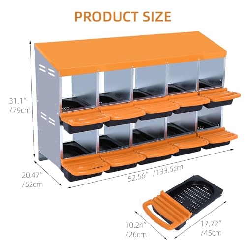 Chicken Nesting Boxes (56.7"L x 17.5"W x 11.0"H / Orange)