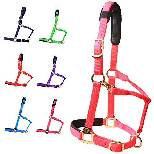Adjustable Horse Halters by Heavy Duty Soft Nylon (Pink / Cob (M))