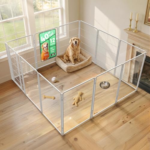 AuraSpace Pro Acrylic & Wire Mesh Indoor Dog Playpen (White / 40"H)