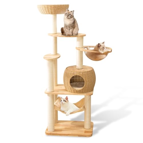 59 Inch Modern Cat Tree Tower for Large Indoor Cats