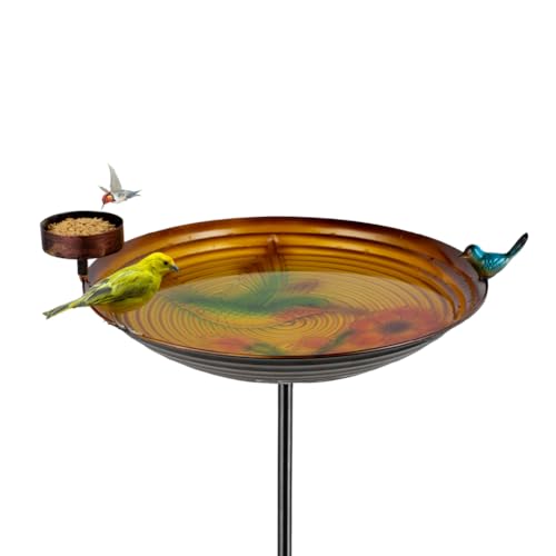 Metal Bird Baths for Outdoors (Orange)